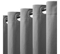 VANZAVANZU No Hooks Required 256GSM Waffle Weave Shower Curtain, Hotel Luxury Quality, Water Resistant, Machine Washable, Weighted Hem, 183 x 191cm, Grey