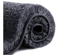 VANZAVANZU Non Slip Bath Mat Thickened Bath Rug for Bathroom Absorbent Ultra Soft Bathroom Mat Fluffy Microfiber Bedside Carpet Floor Mat, Quick-drying, Machine Washable - 50 x 80cm (Black)