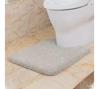 VANZAVANZU Non Slip Toilet Mat Thickened Pedestal Mat for Absorbent Ultra Soft Bathroom Rug Fluffy Microfiber Bath Mat, Quick-drying, Machine Washable - 50 x 60cm U Shape (Light Gray)
