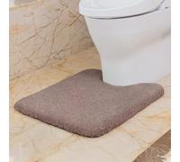 VANZAVANZU Non Slip Toilet Mat Thickened Pedestal Mat for Toilet Absorbent Ultra Soft Bathroom Toilet Rug Fluffy Microfiber Bath Mat, Quick-drying, Machine Washable - 50 x 60cm U Shape (Taupe)