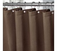 VANZAVANZU Shower Curtain for Bathroom with Metal Hooks Waffle Fabric Shower Curtain Heavy Duty Bath Curtain for Wet Room Bathtub Shower Stall, Weighted Hem, Waterproof - 182 x 214cm (Brown)