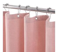 VANZAVANZU Waterproof Narrow Shower Curtain 92x182cm for Small Bathroom with Metal Hooks Linen Fabric Shower Curtain Heavy Duty Bath Curtain for Wet Room Bathtub Shower Stall - Pink