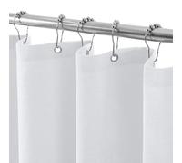 VANZAVANZU Waterproof Narrow Shower Curtain 92x182cm for Small Bathroom with Metal Hooks Linen Fabric Shower Curtain Heavy Duty Bath Curtain for Wet Room Bathtub Shower Stall - White