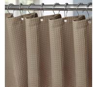 VANZAVANZU Waterproof Narrow Shower Curtain 92x182cm for Small Bathroom with Metal Hooks Waffle Fabric Shower Curtain Heavy Duty Bath Curtain for Wet Room Bathtub Shower Stall - Khaki