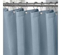 VANZAVANZU Waterproof Narrow Shower Curtain 92x182cm for Small Bathroom with Metal Hooks Waffle Fabric Shower Curtain Heavy Duty Bath Curtain for Wet Room Bathtub Shower Stall - Moonlight Blue