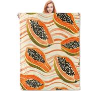 VANZEV Papaya Throw Blanket Gifts for Women, Tropical Fruit Blankets for Living Room Home Decor, Cozy Flannel Papaya Plush Throws 50"x60"