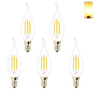 VANZUQUE 5 Pack 4W LED Filament Incandescent Candle Bulb, 3000K Warm White 400LM, E14 Candle Holder Socket Lamp C35 Flame Form Curved Tip, 40W Incandescent Replacement