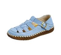 vaolkwsacz Comfortable Sandals Women's Flat Breathable Mules Non-Slip Leather Outdoor Sandals Lightweight Outdoor Leisure Sandals Thick Sole Summer Shoes Lightweight Beach Sandals Casual Sandals, sky