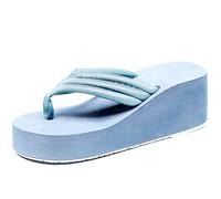 vaolkwsacz Flip Flops Women's with Platform Memory Foam Non-Slip Sandals Summer Slippers Orthopaedic Arch Support Toe Separator Foam Comfortable Sandals Beach & Shower Shoes Beach Sandals, sky blue, 6