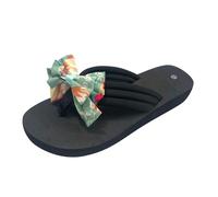 vaolkwsacz Sandals Women's Flat Open Toe Sandals Open Toe Platform Sandals Slingback Flip Flops Beach Sandals with Pearls Bow Elegant Flat Sandals Platform Sole Summer Sandals, Green, 6 UK