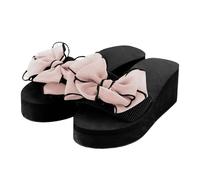 vaolkwsacz Sandals Women's Summer Elegant Flat Mules Open Toe Flat Sandals Slip On Beach Sandals Fabrics Platform Sandals Bow Mules Women's Sandals for Indoor and Outdoor Use, pink, 2/2.5 UK