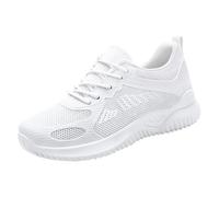vaolkwsacz Sports Shoes Non-Slip Sole Women's Plain Trainers Comfortable Trainers Flat Leisure Shoes Hollow Out Trainers Lace Up Jogging Shoes Soft Sole Trekking Shoes, White, 7 UK