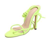 vaolkwsacz Stiletto High Heels Sandals Wedge Sandals Open Toe Strappy Dance Shoes Slingback High Heeled Pointed Toe Stiletto Shoes Vegan Party Sandals Elegant Evening Shoes with Wrap Strap, yellow, 6