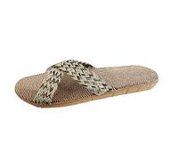 vaolkwsacz Straw Sandals, Women's Flat Sandals, Linen Braided Mules, Roman Beach Sandals, Open Toe, Mules, Hollow Out Leisure Sandals, Slip On Outdoor Sandals with Cross Straps, gray, 8 UK