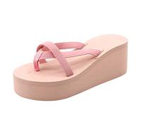 vaolkwsacz Toe Separator Women's Platform Summer Flip Flops Wedge Heel Beach Sandals Side Hollow Toe Separator Non-Slip Sandals Open Toe Adjustable Sandals Summer Fashion Outdoor Sandals, Pink, 9 UK
