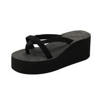 vaolkwsacz Toe Separator Women's Platform Summer Flip Flops Wedge Heel Beach Sandals Side Hollow Toe Separator Non-Slip Sandals Open Toe Adjustable Sandals Summer Fashion Outdoor Sandals, black, 2/2.5