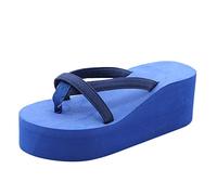 vaolkwsacz Toe Separator Women's Platform Summer Flip Flops Wedge Heel Beach Sandals Side Hollow Toe Separator Non-Slip Sandals Open Toe Adjustable Sandals Summer Fashion Outdoor Sandals, blue, 10 UK