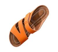 vaolkwsacz White Wedge Sandals, Women's Platform Sandals, Slip-On Mules, Open Toe, Beach Sandals, Hollow Wedge Sandals, Round Toe, Flat Sandals, Elegant Flip Flops, Comfortable Slip-On Shoes, orange