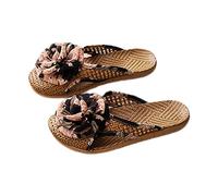 vaolkwsacz Women's Sandals Summer Front Closed Straw Sandals Mesh Hollow Flat Sandals Half Closed Mules Slip On Leisure Sandals Barefoot Sandals Satin Ribbon Beach Sandals, black, 5 UK