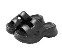 vaolkwsacz Women's Super Lightweight Thick Sole Non-Slip Bathing Shoes Quick-Drying with Holes Bath Slippers Silent Sandals Casual for Home Soft Sole Cloud Shoes, black, 8 UK