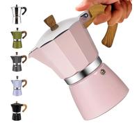 Vaolvpant 3 Cup Aluminum Moka Pot Classic Stovetop Espresso Coffee Maker 150ml 5oz Coffeemaker Percolator Mocha Pot Greca Coffee Maker Cafe Makers for Italian and Cuban Café Brewing Pink