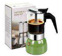 Vaolvpant 4 Cup Glass Clear Moka Pot Thickened 304 Stainless Steel | Stovetop Espresso Maker Italian Coffee Machine 200ml 6.8oz Classic Mocha Cafe Greca Coffee Suitable for Gas Induction
