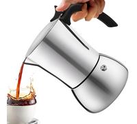 Vaolvpant No Coating 4 Cup Thickened 304 Stainless Steel Moka Pot Stovetop Espresso Maker Italian Coffee Machine 200ml 6.8oz Suitable for Gas Induction Stovetop Greca Coffee Maker Percolator