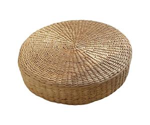 Vaorwne 40cm Tatami Cushion Round Straw Weave Handmade Pillow Floor Yoga Chair Seat Mat