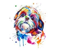 Vaorwne "Shih Tzu Dog Watercolor Diy 5D Diamond Painting Cross Stitch Diamond Embroidery Rhinestones 3D Photo Diamond Stickers