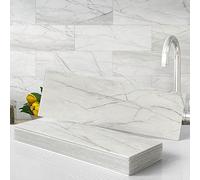VAOVI Single Metro Subway Stick on Bathroom Wall Tiles Self Adhesive Sticky Kitchen Marble Splashback Panels(Web Gray,16Tiles)