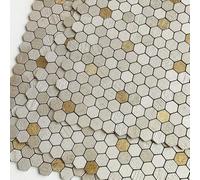 VAOVI Small 3D Stone Effect Hexagon Self Adhesive Wall Tiles,Bathroom Tile Stickers Waterproof Stick on Mosaic Tiles Kitchen Splashback Matte Peel & Stick Backsplash (Champagne Gold,5pcs)