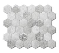 VAOVI Stick on Tiles Kitchen Hexagon Marble Self Adhesive Backsplash Wall Panels,Honeycomb Metallic Mosaic Stickers Bathroom Waterproof(Grey Mix,10sheets)