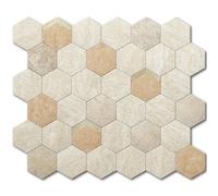 VAOVI Stick on Tiles Kitchen Hexagon Marble Self Adhesive Backsplash Wall Panels,Honeycomb Metallic Mosaic Stickers Bathroom Waterproof(Beige Brown,10sheets)