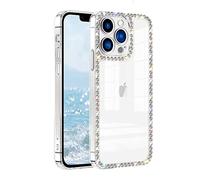 VAOXTY Compatible with iPhone 13 Pro Clear Case Cute for Women Girls Bling Diamond Glitter Rhinestone Sparkle Shiny Bumper Design Soft Silicone Luxury Fashion Protective Transparent 3D Phone Case