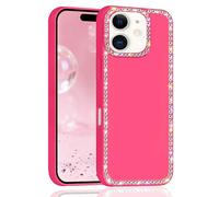 VAOXTY Compatible with iPhone 16 Case Bling Diamond 3D Rhinestone Cute for Women Girls Hot Pink Case Glitter Shiny Sparkly Gem Design Soft Silicone Luxury Fashion Protective Phone Case