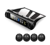 VAOYAO Tire Pressure Monitoring System TPMS, Solar Power Universal Wireless Car Alarm System with 4 External Sensors, LCD Real-time Display 4 Tires' Pressure & Temperature Alerts Ensure Safe Driving