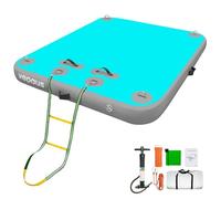 Vapaus Inflatable Floating Dock Air Dock Platform 6ft/8ft/10ft Non-Slip Inflatable Water Swim Mat Floating Island Raft for Pool Lake Beach Ocean Fishing Relaxing (Mint Grey, 5ft x 6ft x 6")