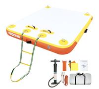 vapaus Inflatable Floating Dock Water Air Mat Swim Platform Floating Island Deck with Rope Ladder for Pool Lake Beach Relaxing Sunbathing (Yellow Orange, 10ft x 6ft x 6")
