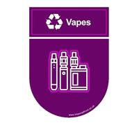 Vape Recycling Sticker - Easy Peel, Self-Adhesive Vinyl, 18 cm x 25 cm, Fire Rated, Weatherproof for Indoor/Outdoor Recycling Bins, UK Made