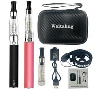 vape starter kit eGo T - 2 packs 1100mAh eGo-T battery e cigarette - 3pcs spring electrode CE4 atomizer - ecigs full kit - 2ml TPD Version No E-Liquid No Nicotine (Black-Pink)