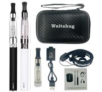 vape starter kit eGo T - 2 packs 1100mAh eGo-T battery e cigarette - 3pcs vaper CE4 atomizer - ecigs full kit - 2ml TPD Version No E-Liquid No Nicotine (Black-White)