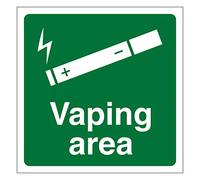 Vaping area sign to identify designated areas to vape Self adhesive vinyl sticker For employees and visitors on the premises to use an E cigarette 120mm x 120mm (5)