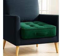 Vapinity Dark Green Armchair Booster Cushion Pad | 50x50x10cm Large Velvet Firm Seat Cushions | For Office Chair Dining Sofa & Floor Cushion | Soft Cotton Filling for Pregnancy Elderly & Home Comfort