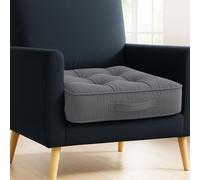 Vapinity Dark Grey Armchair Booster Cushion Pad | 50x50x10cm Large Velvet Firm Seat Cushions | For Office Chair Dining Sofa & Floor Cushion | Soft Cotton Filling for Pregnancy Elderly & Home Comfort