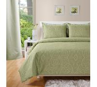 Vapinity Luxury 400 Thread Count Paisley Duvet Cover Set - Cotton Rich Soft & Breathable Bedding with Pillowcases - Green - Super King