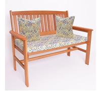 Vapinity Waterproof Garden Bench Cushion Set: 3-Seater Bench Pad for Garden Sofa & 2 Square Cushion, Green Geometric Print, 143x52x6cm, Washable Covers, Replacement Seat Pads for Outdoor Furniture