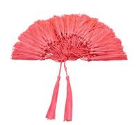VAPKER 100 Pieces Bright Pink Color 13cm/5-Inch Silky Handmade Soft Tassels Floss Bookmark Tassels with 2-Inch Cord Loop for Jewelry Making, DIY Projects, Bookmarks