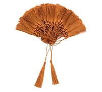 VAPKER 100 Pieces Bronze Tassels 13cm/5-Inch Silky Handmade Soft Tassels Floss Bookmark Tassels with 2-Inch Cord Loop for Jewelry Making, DIY Projects, Bookmarks