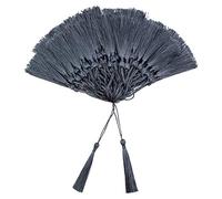 VAPKER 100 Pieces Dark Gray Color 13cm/5-Inch Silky Handmade Soft Tassels Floss Bookmark Tassels with 2-Inch Cord Loop for Jewelry Making, DIY Projects, Bookmarks