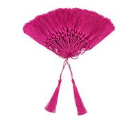 VAPKER 100 Pieces Dark Pink Tassels 13cm/5-Inch Silky Handmade Soft Tassels Floss Bookmark Tassels with 2-Inch Cord Loop for Jewelry Making, DIY Projects, Bookmarks